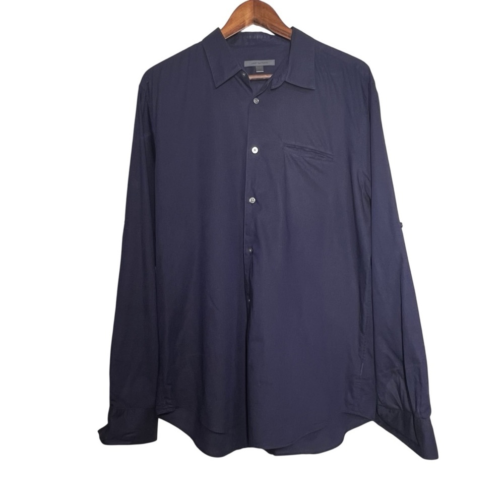 John Varvatos Shirt Men’s Size Large Ink Blue Cotton L/S Button Up Lightweight